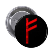 Fehu Rune red Buttons