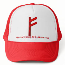 Fehu Rune red Mesh Hats