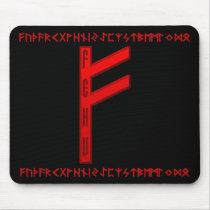 Fehu Rune red Mouse Pad