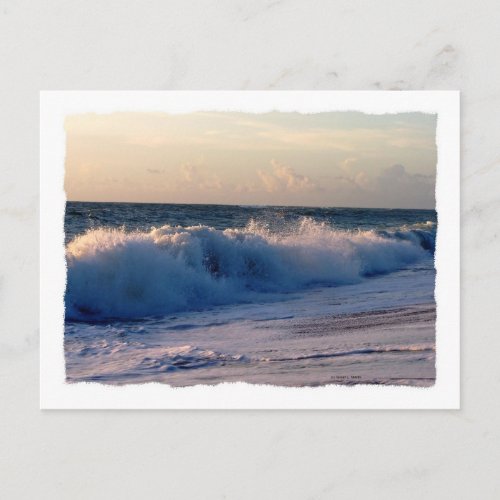 Feisty breaking waves on a florida beach postcard