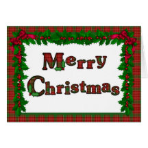 Felices Navidad del acebo del tartán que saludan Felicitaciones