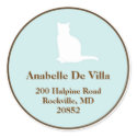 Feline blue brown cat custom name address label sticker