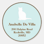 Feline blue brown cat custom name address label stickers