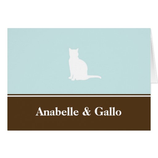 Feline cat personal name custom note card blank