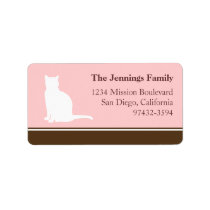 Feline cat pet silhouette pink return or mailing labels