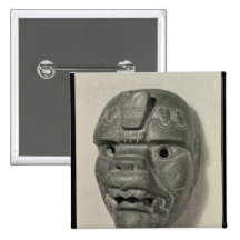 Feline mask of a man, from Oaxaca, Pre-Columbian Pinback Button