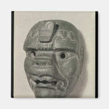 Feline mask of a man, from Oaxaca, Pre-Columbian Refrigerator Magnet