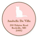 Feline pink brown cat custom name address label sticker