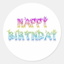 Feliz cumpleaños (fuente de la flor) pegatinas  