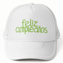 Feliz Cumpleaños lime Hat by floatinglemonstype Feliz Cumpleaños lime Hat