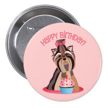 Feliz cumpleaños Yorkie Pins