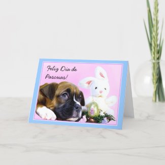 Feliz dia de pascuas boxer puppy greeting card