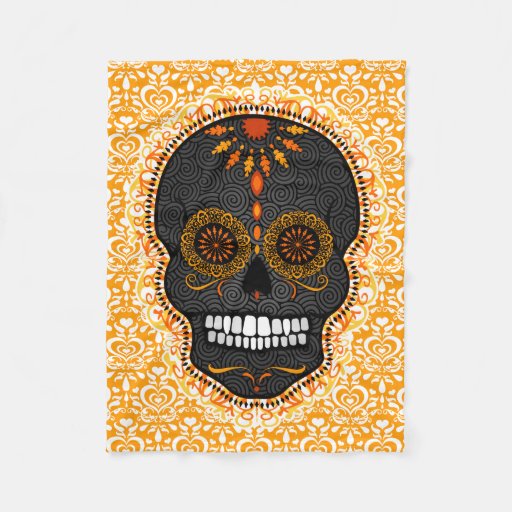 Feliz Muertos - Festive Sugar Skull Pattern Fleece Blanket
