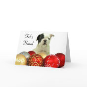 Feliz Natal Christmas French Bulldog greeting card