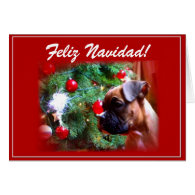 Feliz Navidad Boxer puppy greeting card
