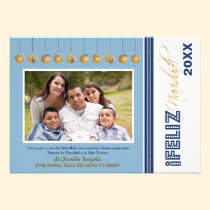 Feliz Navidad Custom Family Holiday Card (blue) invitations