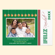 Feliz Navidad Custom Family Holiday Card (green) invitations