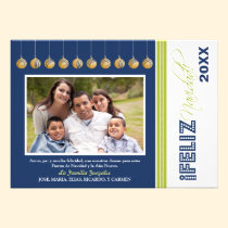 Feliz Navidad Custom Family Holiday Card (navy) invitations