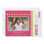 Feliz Navidad Custom Family Holiday Card (pink) Personalized Invitations