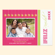 Feliz Navidad Custom Family Holiday Card (pink) invitations