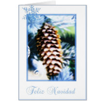 feliz navidad fir tree cone Spanish merry christma Cards