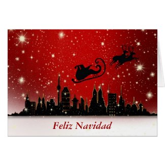 Feliz Navidad Merry Christmas in Spanish and santa Greeting Cards