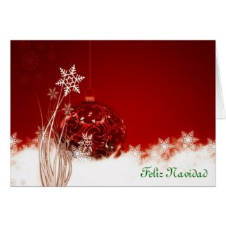 Feliz Navidad Merry Christmas in Spanish baubles Greeting Cards