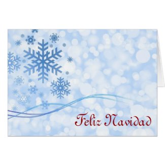 Feliz Navidad Merry Christmas in Spanish snowflake Greeting Cards
