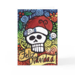 Feliz Navidad Mexican Sugar Skull Santa Card