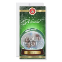 Feliz Navidad Snow Globe Personalized Photo Card photo cards