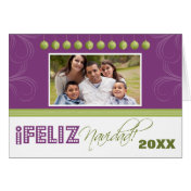 Feliz Navidad Spanish Family Holiday Card (purple)