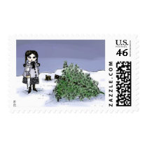 Felling the Holiday Tree Postage Stamps