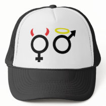 female and male icon hat