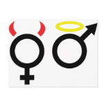 female and male icon post cards