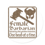 Female Barbarian Round Stickers