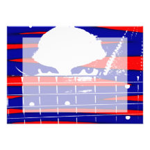 Female bass player eyes blue red personalized announcement