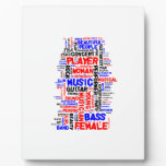 Female bass player wordle 1 red blue black photo plaques