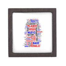 Female bass player wordle 1 red blue black premium keepsake box