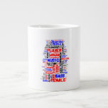 Female bass player wordle 1 red blue black jumbo mug