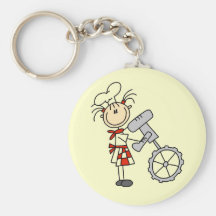 Female Chef Using Mixer Keychain
