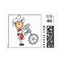 Female Chef Using Mixer Stamp