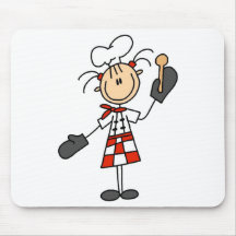 Female Chef With Mitts and Wooden Spoon Mouse Pad