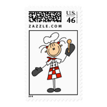 Female Chef With Mitts and Wooden Spoon Postage