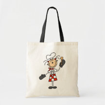 Female Chef With Mitts and Wooden Spoon Tote Bags