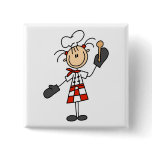 Female Chef with Oven Mitts Tshirts and Gifts Button