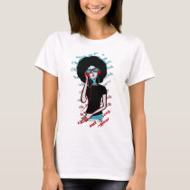colorful, girl, diva, illustration, pop, funny, cute, cool, vintage, music, club, street, hip-hop, rap, house-music, techno, house music, hip hop, music genres, Shirt with custom graphic design