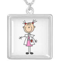 Female Doctor Stick Figure Pendant