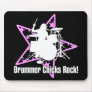 Female Drummers Rock Black Mouse Mat