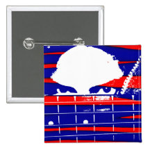 Female eyes over bass fretboard posterized pinback button