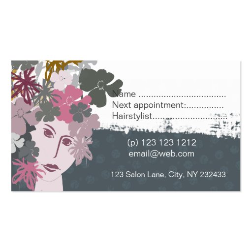 Female Feminine  Blooming Spring Flower Goddess Business Card Template (back side)